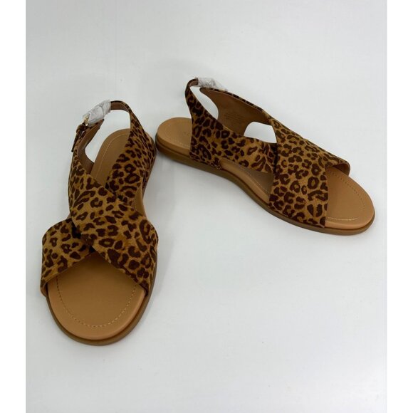 Aerosoles Cele Flat Sling Sandal Animal Print Tan Brown 10.5 NWOB - Picture 1 of 6